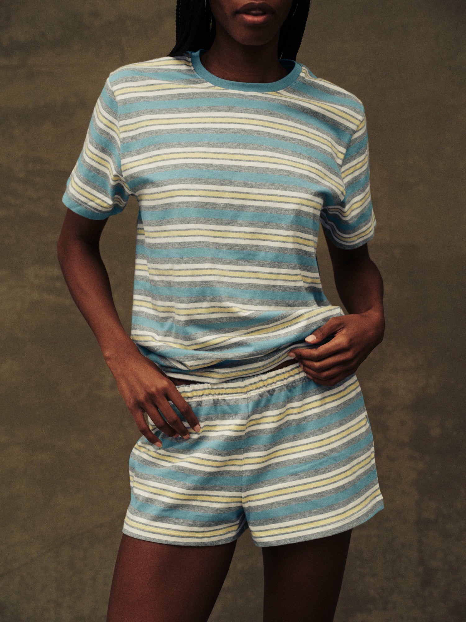 SET ACTIVE Outlets | HEAVY COTTON EASY STRIPE SHORTS - CASSETTE