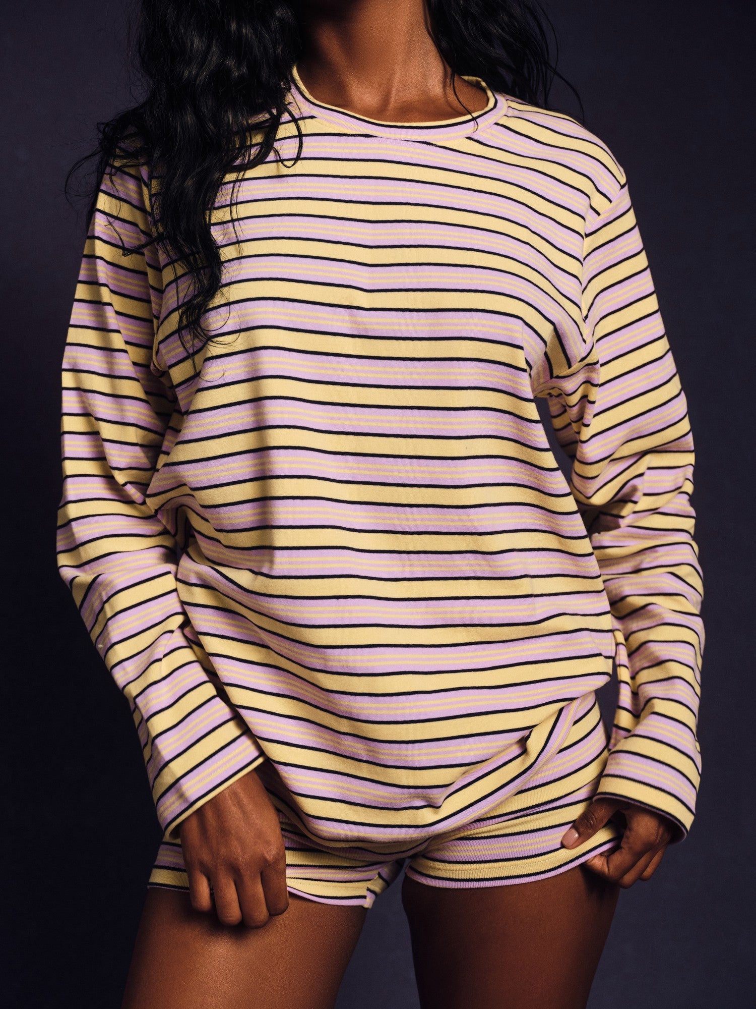 SET ACTIVE Sale | STRIPE JERSEY STRIPE OVERSIZED LONG SLEEVE - STREAMER
