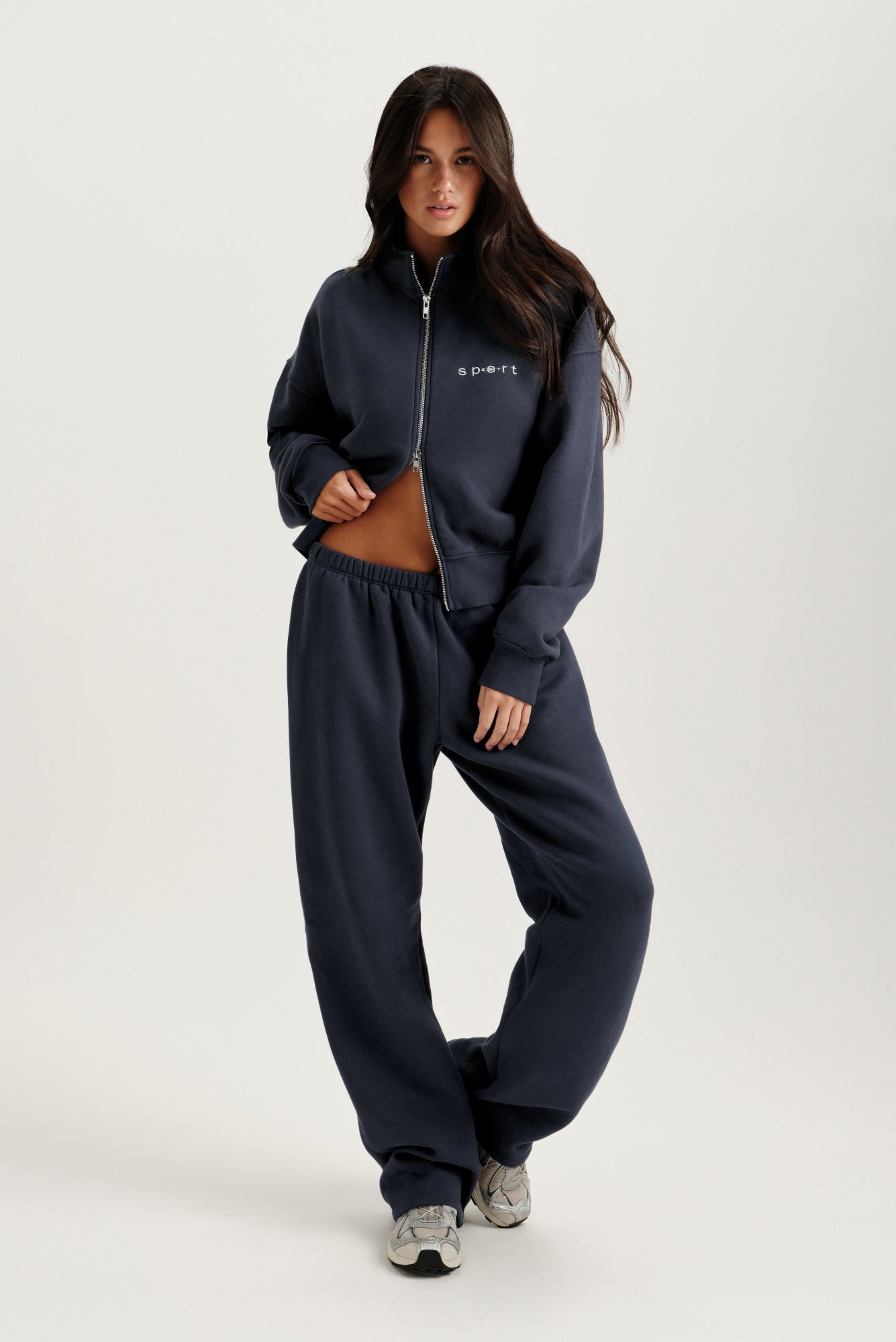 SET ACTIVE Outlets | MIDWEIGHT SWEATS STAPLE SET FUNNEL ZIP - INDIGO