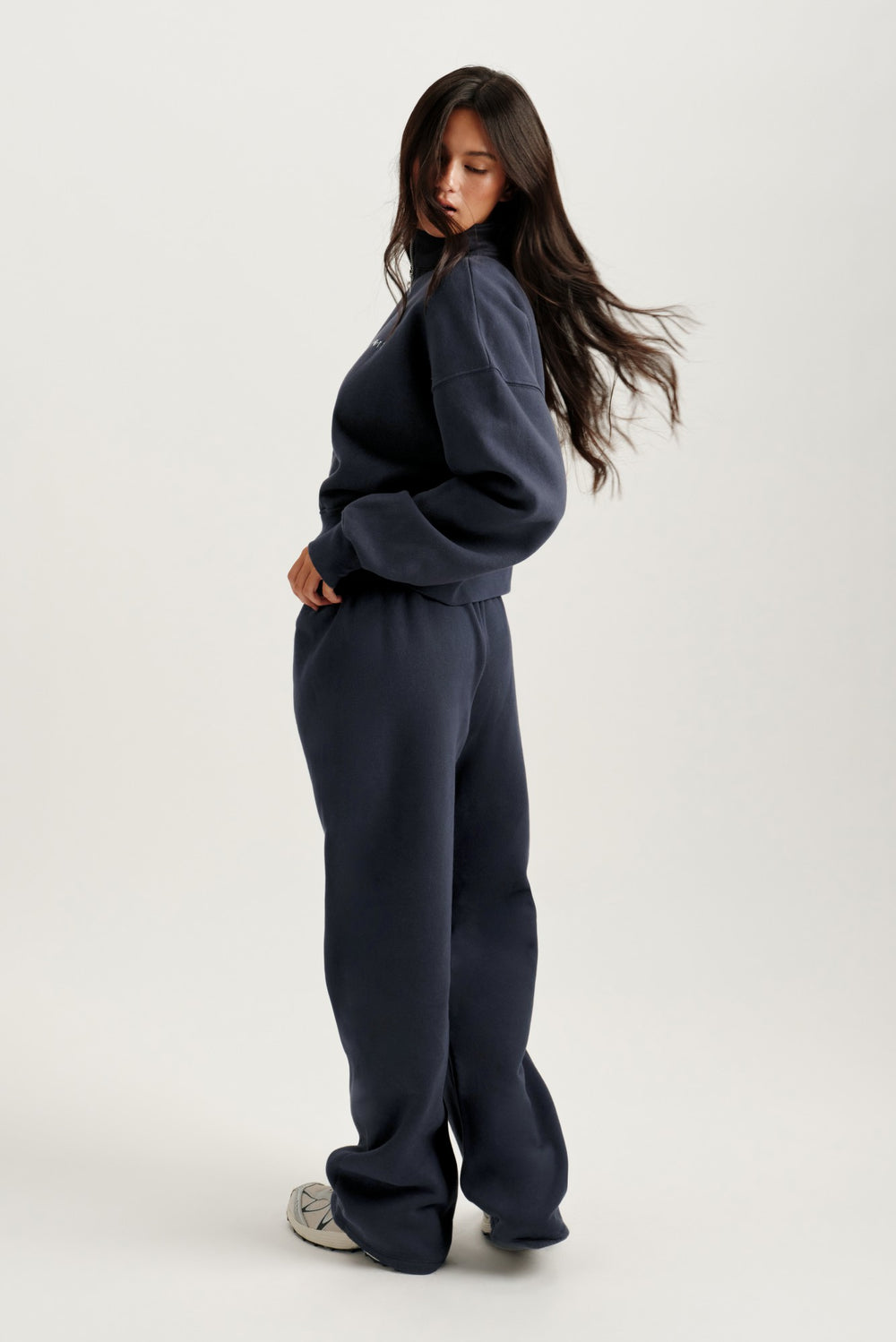 SET ACTIVE Outlets | MIDWEIGHT SWEATS STAPLE SET FUNNEL ZIP - INDIGO