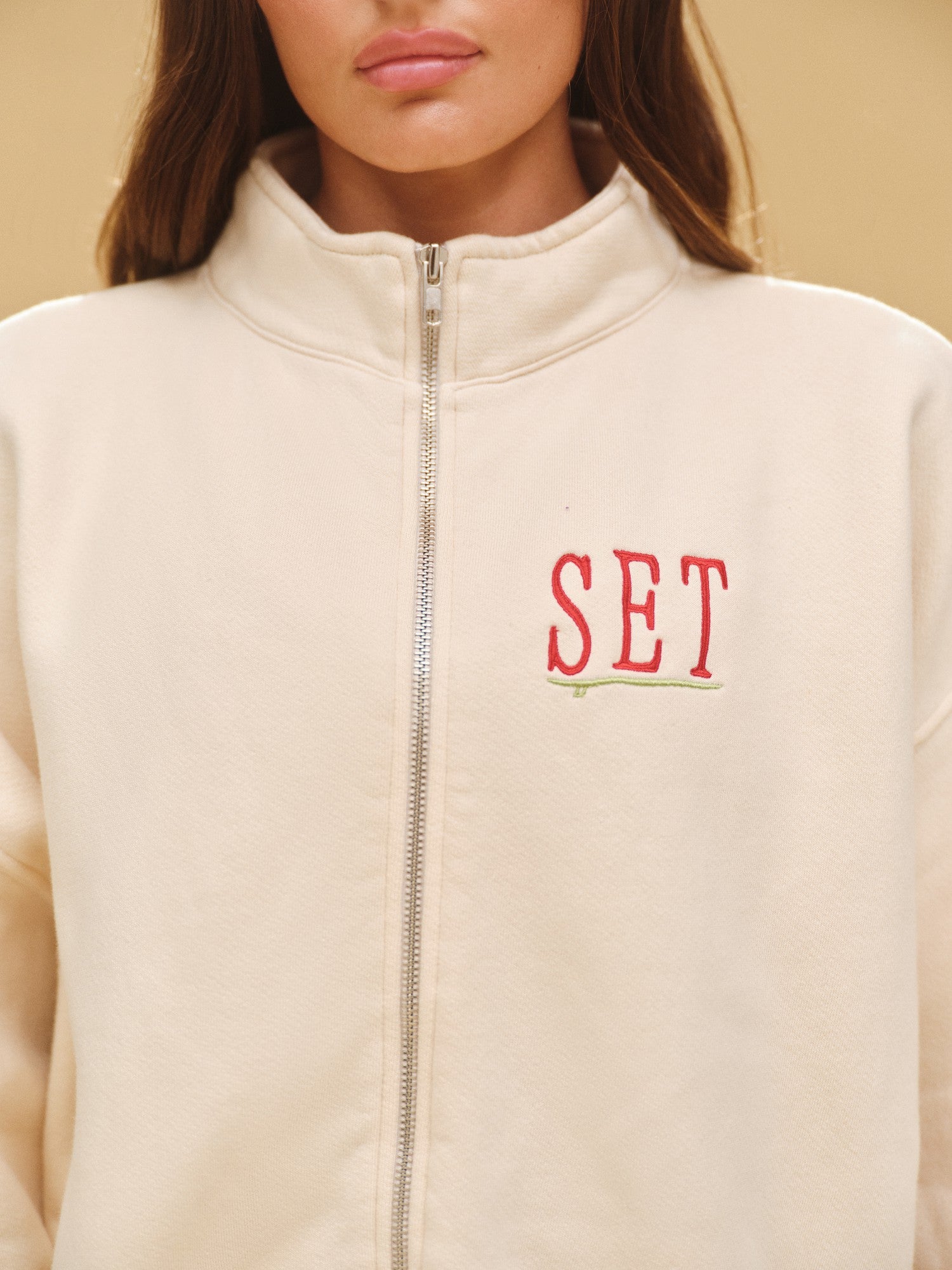 SET ACTIVE Outlet | MIDWEIGHT SWEATS STAPLE SET RESORT FUNNEL ZIP - HIBISCUS