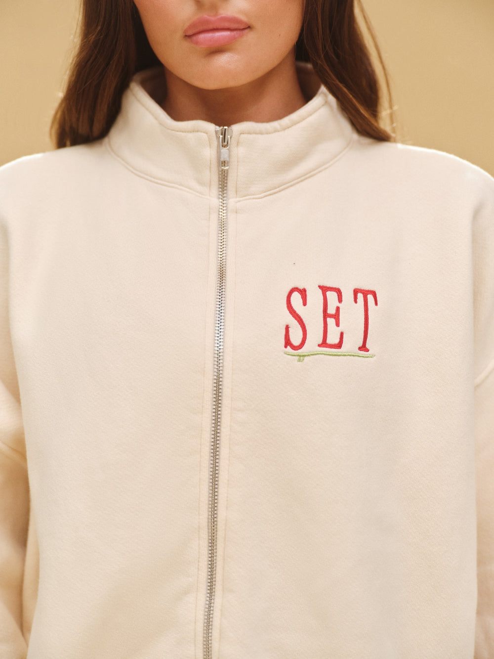 SET ACTIVE Outlet | MIDWEIGHT SWEATS STAPLE SET RESORT FUNNEL ZIP - HIBISCUS