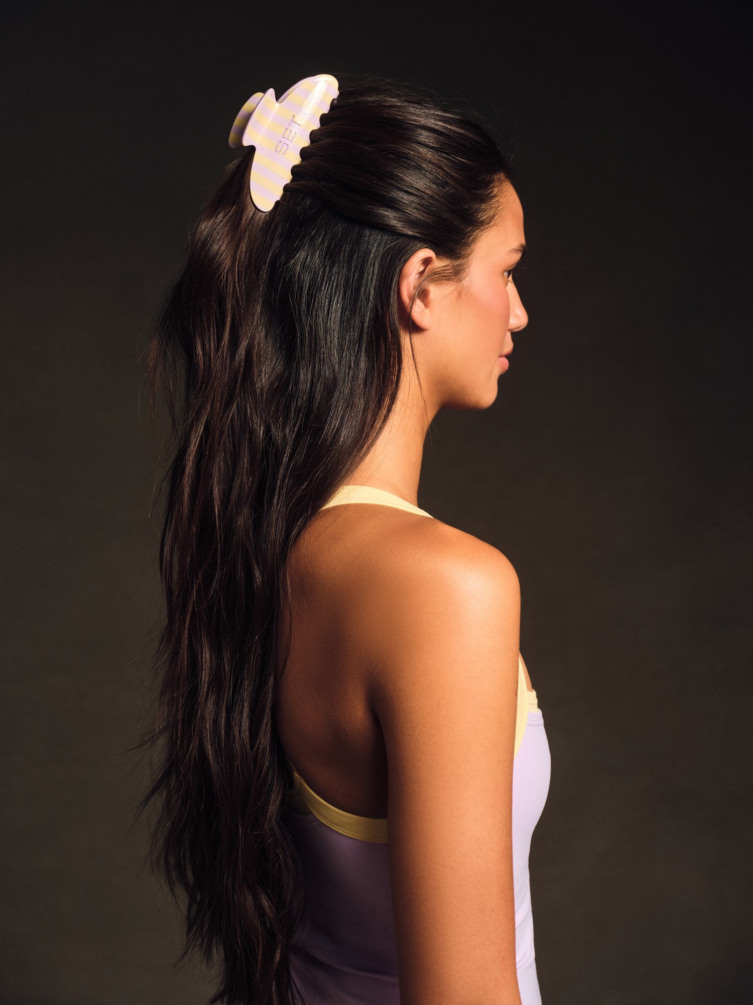 SET ACTIVE Discount | SET STRIPE CLAW CLIP - BUTTERCREAM