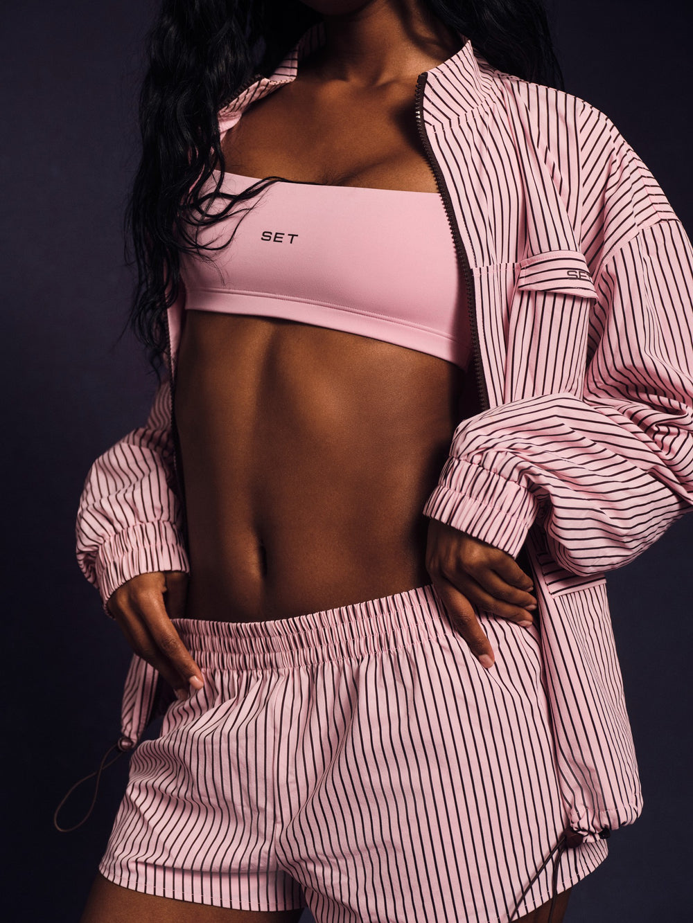 SET ACTIVE US | NYLON TRACK STRIPE SHORTS - SWIRL