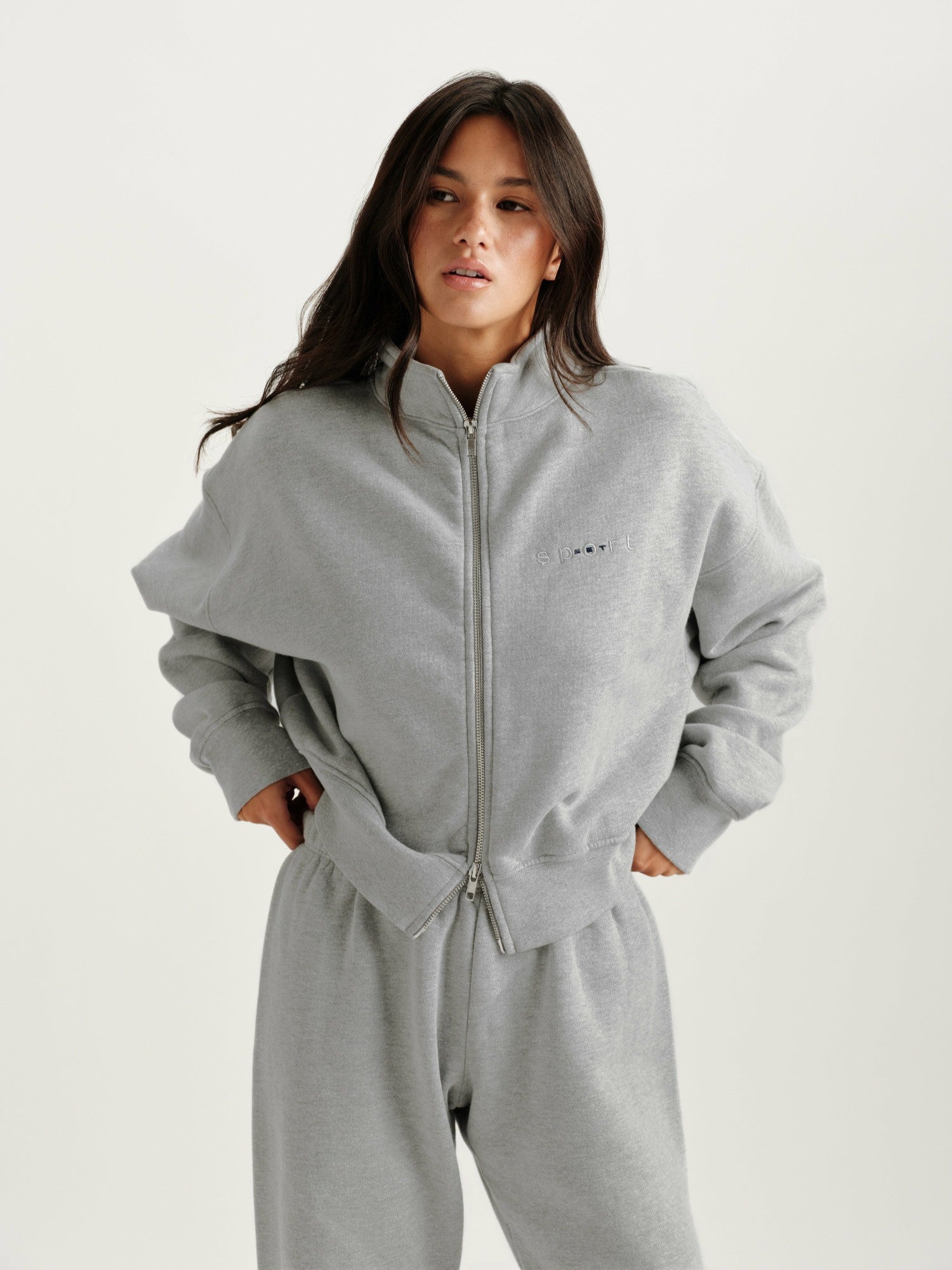SET ACTIVE Online | MIDWEIGHT SWEATS STAPLE SET FUNNEL ZIP - FOG HEATHER GREY