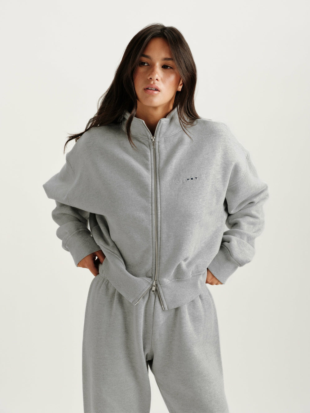SET ACTIVE Online | MIDWEIGHT SWEATS STAPLE SET FUNNEL ZIP - FOG HEATHER GREY