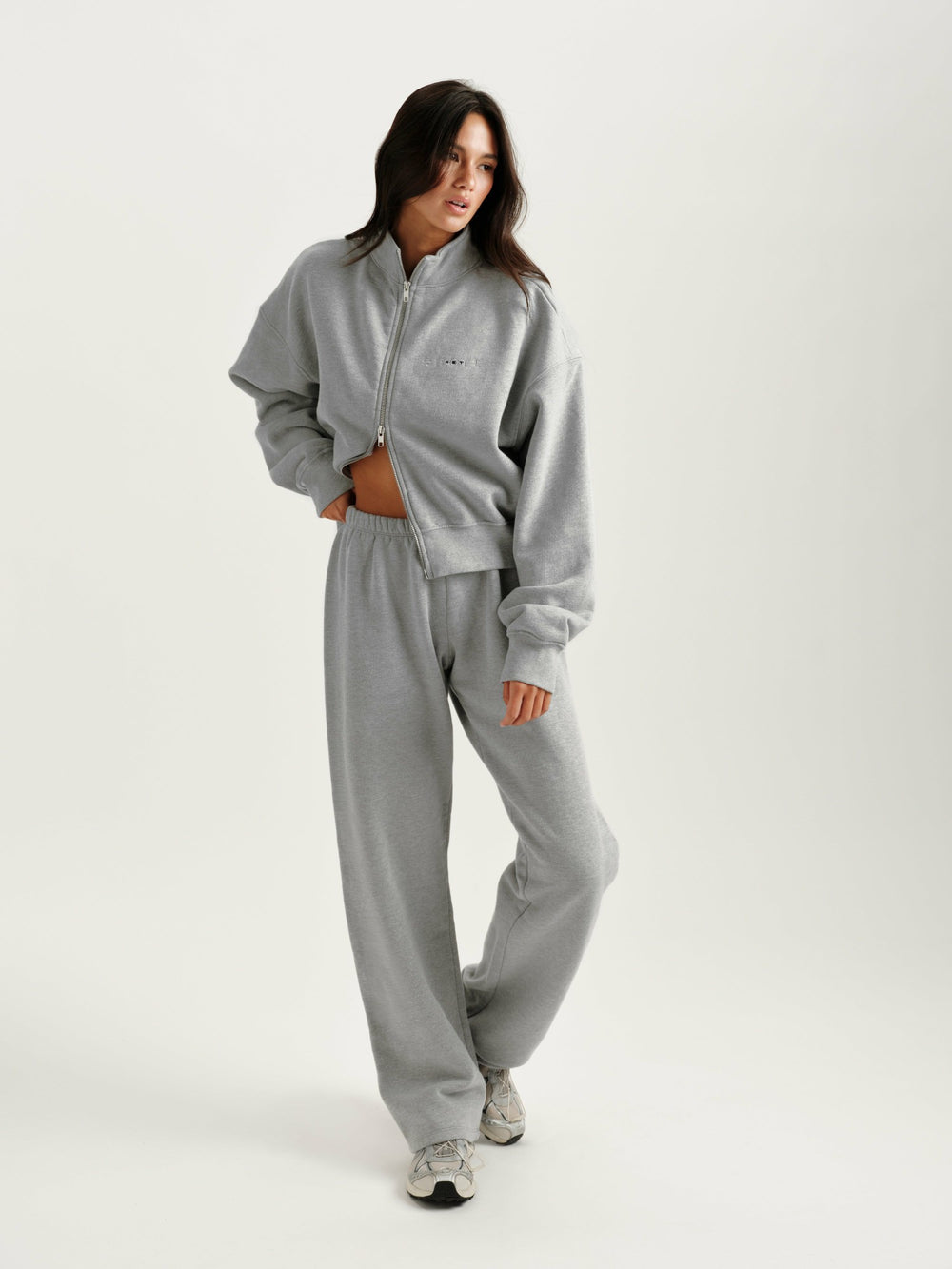 SET ACTIVE Online | MIDWEIGHT SWEATS STAPLE SET FUNNEL ZIP - FOG HEATHER GREY