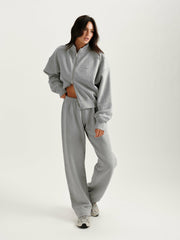 SET ACTIVE Online | MIDWEIGHT SWEATS STAPLE SET FUNNEL ZIP - FOG HEATHER GREY